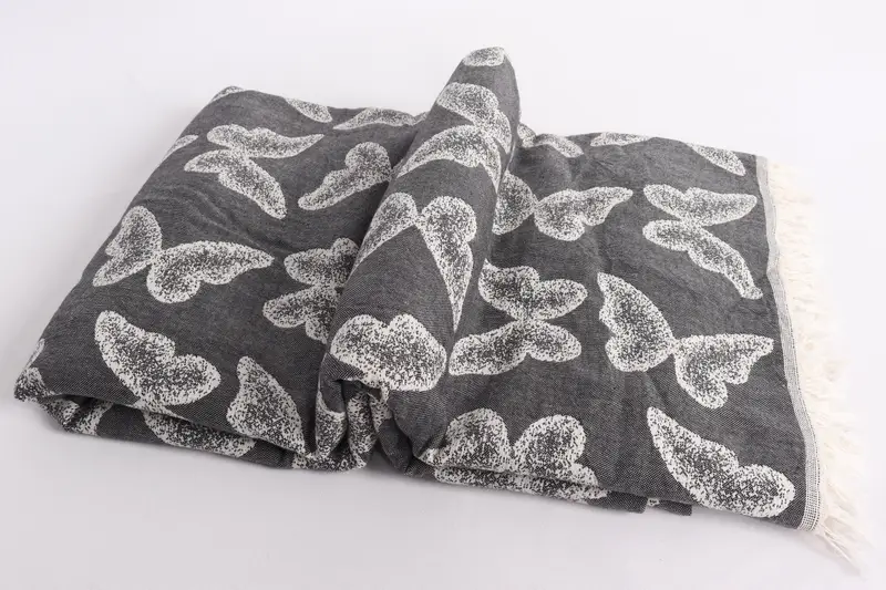 96x80 Cotton Butterfly Pattern Towel, Family Gift Basket, Woven Throw Blanket, Throw Blanket Couch, Valentines Day Gift For Him, Personalized Gifts - 6