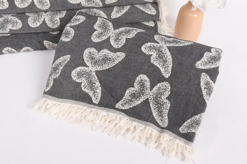 96x80 Cotton Butterfly Pattern Towel, Family Gift Basket, Woven Throw Blanket, Throw Blanket Couch, Valentines Day Gift For Him, Personalized Gifts - 4