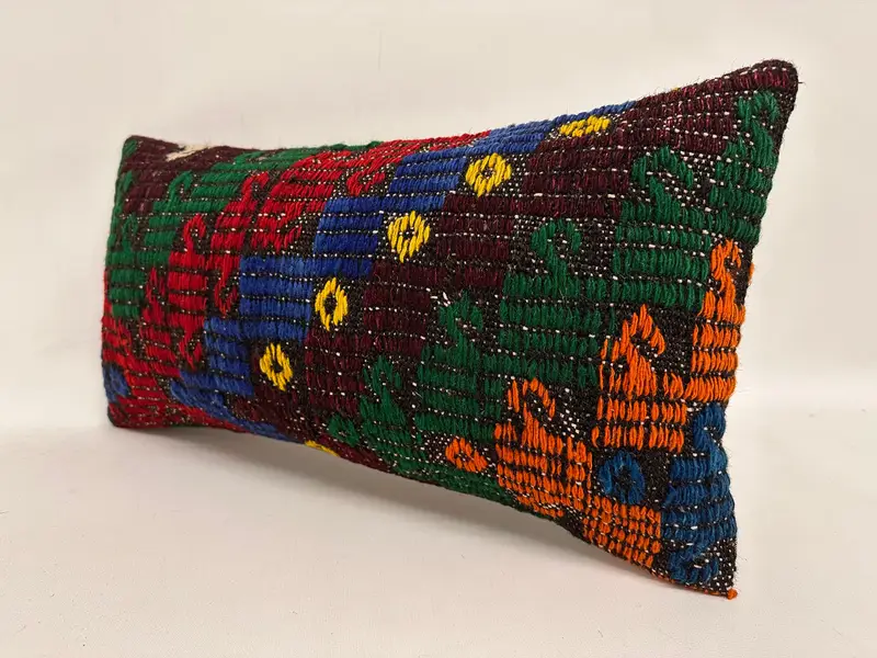 Pillow, Turkish Kilim Pillow, Handmade Kilim Cushion, Antique Pillows, Handwoven Pillow Cover Cushion, 12x24 Red Pillow, Customized Pillow - 3