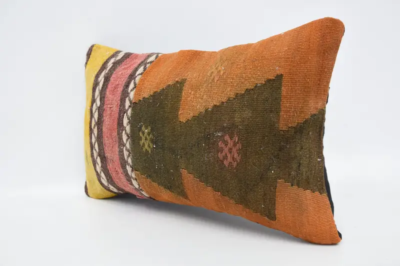 Cushion, Home Decor Pillow, Anatolian Cushion, Boho Chic Cushion Case, Pillow for Couch, 12x20 Orange Pillow Sham, Gift Pillow - 4