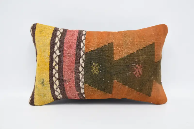Cushion, Home Decor Pillow, Anatolian Cushion, Boho Chic Cushion Case, Pillow for Couch, 12x20 Orange Pillow Sham, Gift Pillow - 1