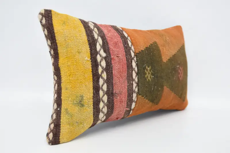 Cushion, Home Decor Pillow, Anatolian Cushion, Boho Chic Cushion Case, Pillow for Couch, 12x20 Orange Pillow Sham, Gift Pillow - 3
