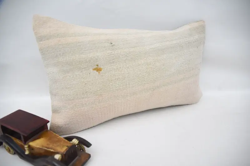 Accent Pillow Case, Antique Pillows, Vintage Kilim Throw Pillow, Chair Pillow Sham, Pillow Cover, Kilim Pillow, 12x20 Beige Cushion Cover - 2