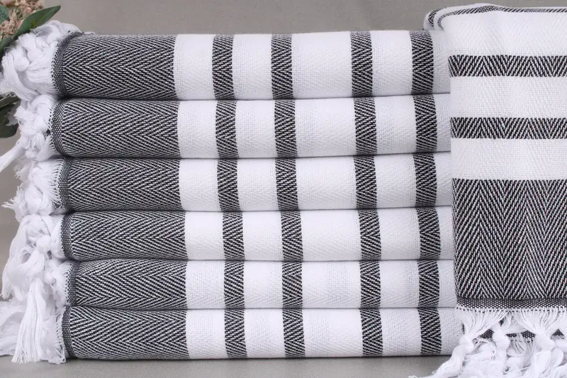 Turkish Towels Beach Black Chevron, Personalized Gift, 36x67 Inches