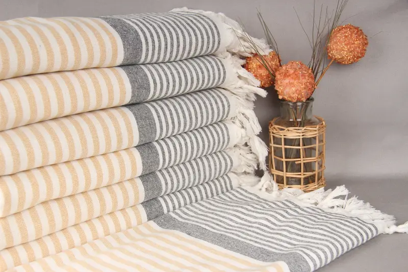 Quick-drying peshtemal towel for poolside, Best Friend Gift Ideas, 68x40 Cotton Striped Terry Towel, Luxury towel, Bridal Shower Gift, Soft towel - 1
