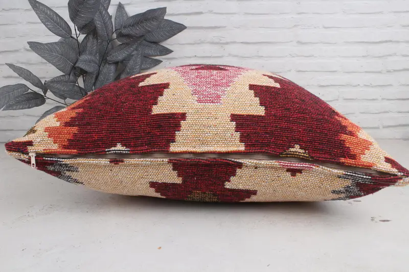 Accent Throw Pillow Cover, Turkish Pillow, 28x28 Beige Pillow Sham, Kilim Pillow, Cushion Cover, Pillow for Couch - 5