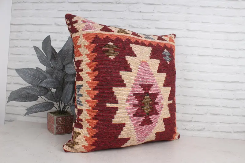 Accent Throw Pillow Cover, Turkish Pillow, 28x28 Beige Pillow Sham, Kilim Pillow, Cushion Cover, Pillow for Couch - 3