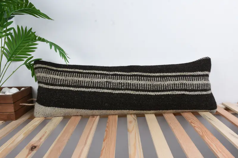 Tribal Cushion Case, Pillow, Boho Pillow, 12x36 Brown Pillow, Gift Pillow, Couch Pillow Sham, Home Decor Pillow, Decorative Bolster Pillow - 1
