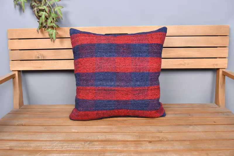 Antique Pillows, Pillow Case, Vintage Kilim Throw Pillow, Boho Pillow Sham Cover, Bed Cushion Case, 20x20 Red Cushion - 6
