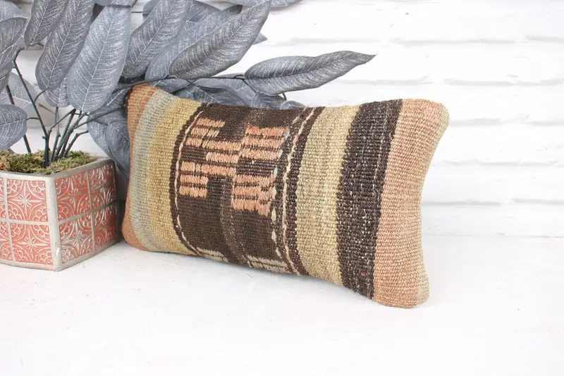 8x16 Brown Pillow, Antique Pillows, Decorative Pillow Sham, Vintage Kilim Pillow, Pillow Case, Colorful Pillow Cover, Pillow for Couch - 4