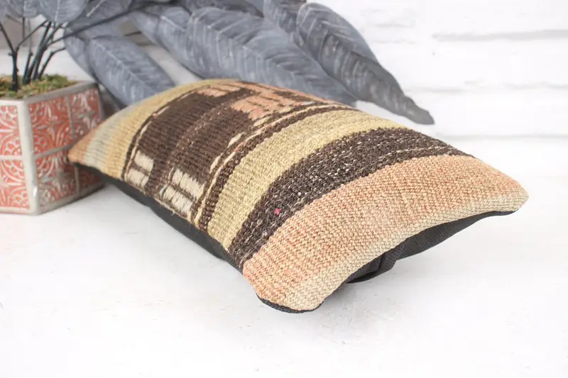 8x16 Brown Pillow, Antique Pillows, Decorative Pillow Sham, Vintage Kilim Pillow, Pillow Case, Colorful Pillow Cover, Pillow for Couch - 6