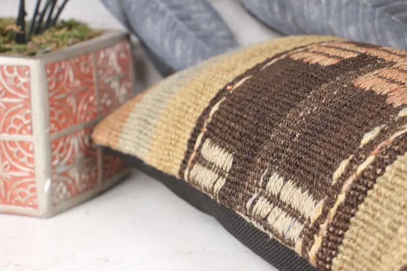 8x16 Brown Pillow, Antique Pillows, Decorative Pillow Sham, Vintage Kilim Pillow, Pillow Case, Colorful Pillow Cover, Pillow for Couch - 7