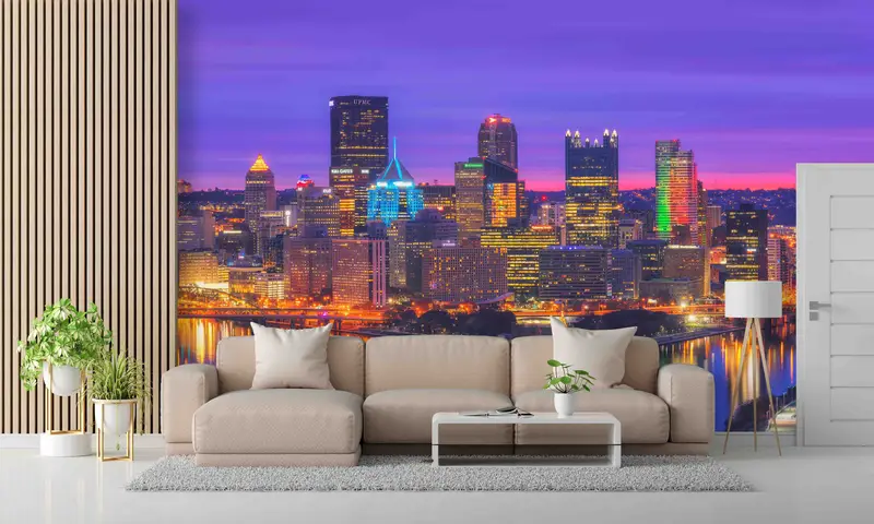 プリント壁紙: ピッツバーグのスカイラインとノースショアの風景