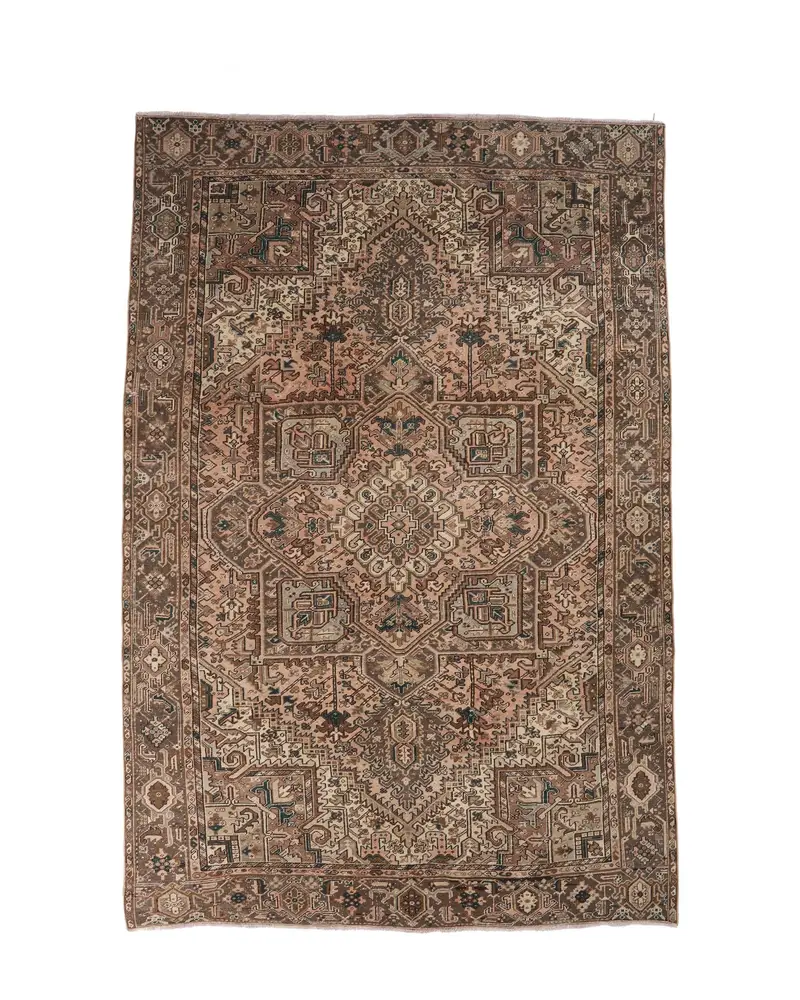 Zarif Bej Oryantal Halı, Gri Desenli 8,4x12,8 ft