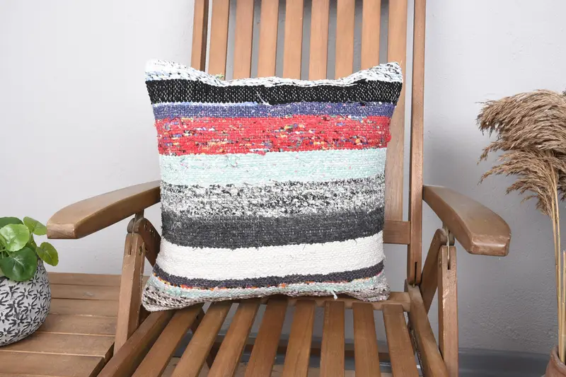 Pillow, Handmade Kilim Cushion, Oriental Pillow Case, Boho Pillow Sham Cover, Garden Pillow Sham, 18x18 Red Cushion Cover, Turkish Pillow - 1