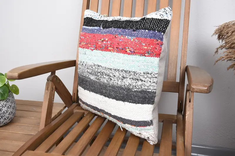 Pillow, Handmade Kilim Cushion, Oriental Pillow Case, Boho Pillow Sham Cover, Garden Pillow Sham, 18x18 Red Cushion Cover, Turkish Pillow - 3