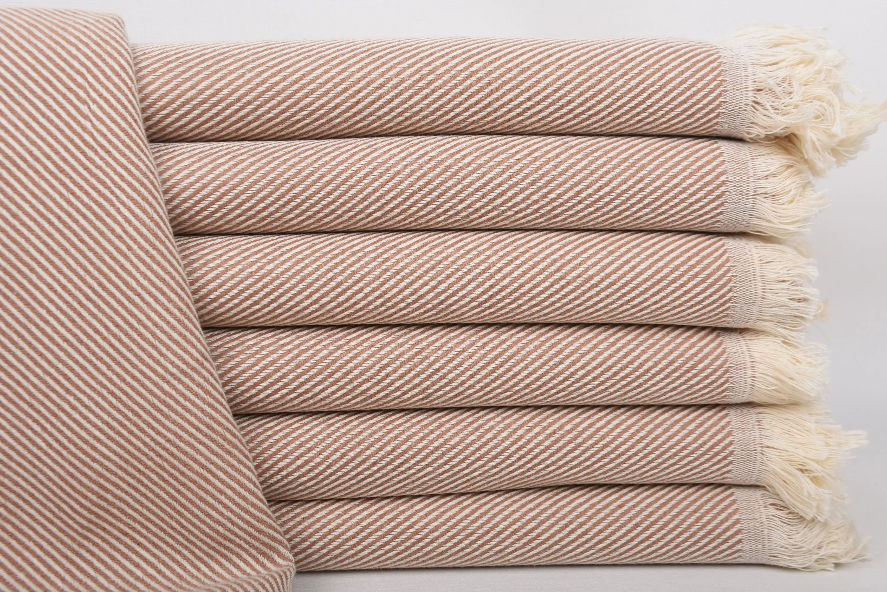 Bridal Shower Towel, 70x36 Brown Striped Organic Cotton Beach Towel - 1