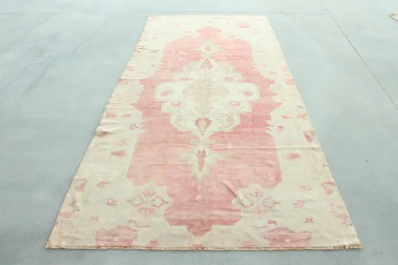 4.9x11.1 ft Türk Halısı, Vintage Büyük Halı, Pembe Bej Hayvan Baskı Halı - 1