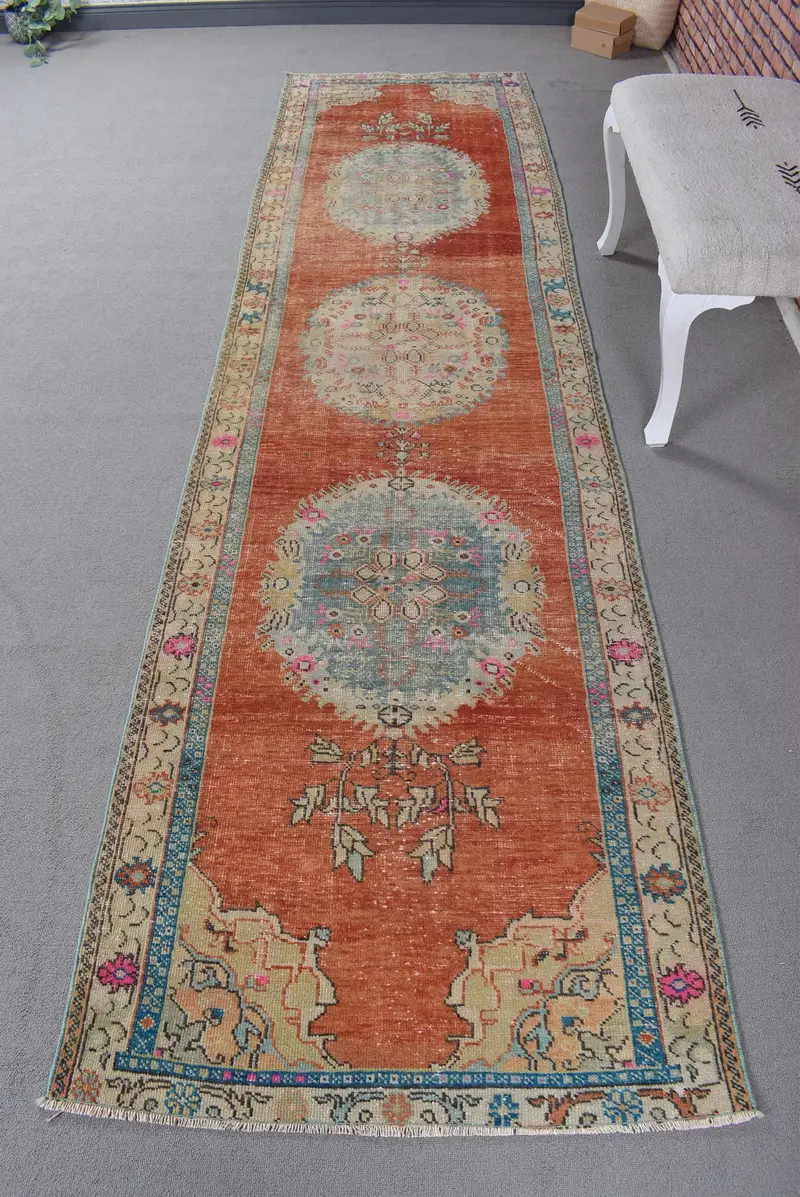 Kırmızı ve Mavi Kareli Halı, 0,3x9,6 ft Şık Dekor