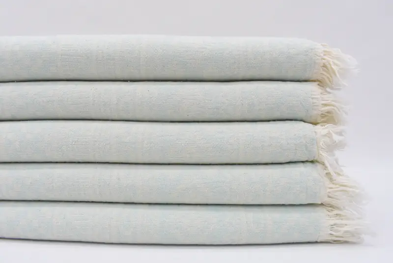 Monogrammed Turkish Beach Towel Mint Geometric, Organic Cotton, 67x36 Inches