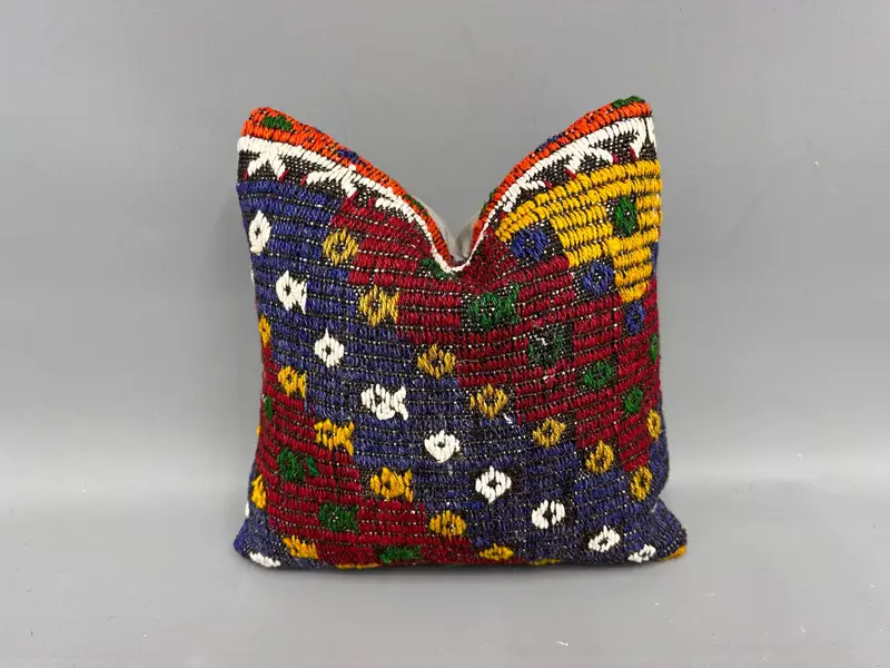 Almohada de lanzamiento geométrico rojo y púrpura, cojín bordado vintage