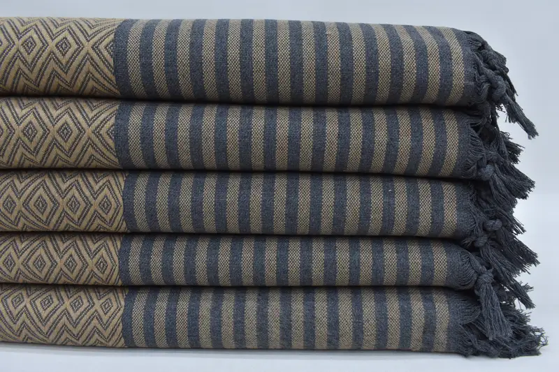 Turkish Blanket Decorative Throws Geometric Brown Gray 102x78