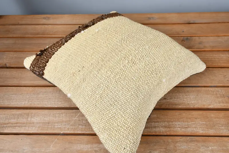 Pillow for Sofa, Kilim Cushion Sham, Decorative Throw Pillow Cover, Boho Pillow, Authentic Pillow, 12x12 Beige Cushion Case, Pillow Cover - 3