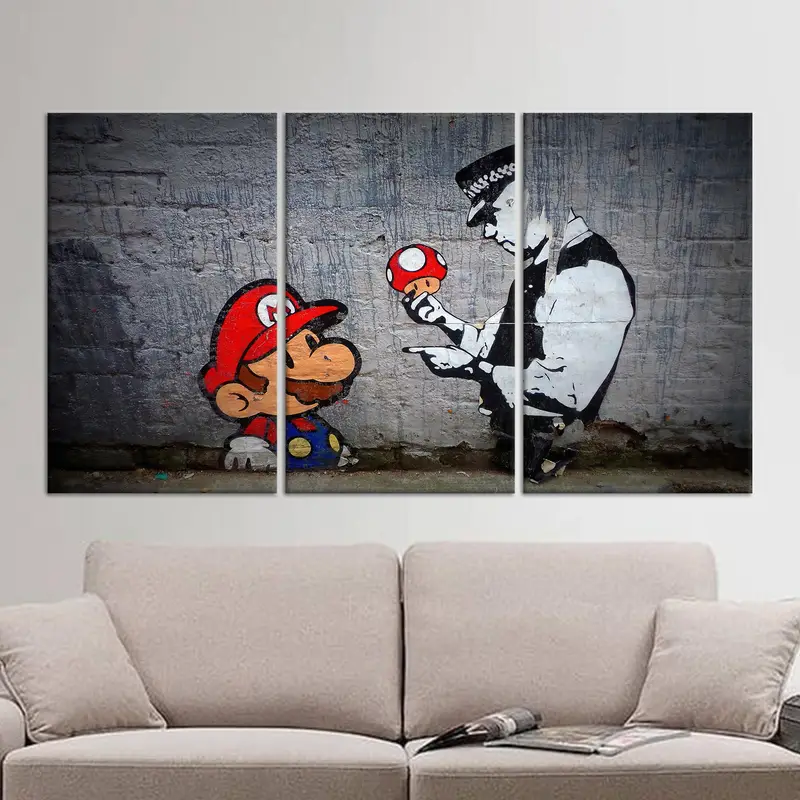 Lienzo Super Mario Graffiti: decoración artística de la sala de juegos