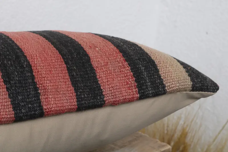 Pillow for Couch, 12x24 Brown Pillow Sham, Boho Pillow Sham Cover, Kilim Pillow, Cushion Case, Knitted Pillow, Handmade Throw Pillow Sham - 6
