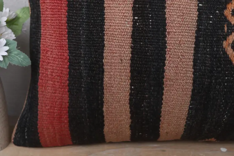 Pillow for Couch, 12x24 Brown Pillow Sham, Boho Pillow Sham Cover, Kilim Pillow, Cushion Case, Knitted Pillow, Handmade Throw Pillow Sham - 3