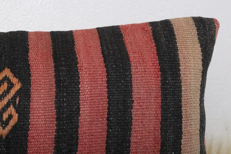 Pillow for Couch, 12x24 Brown Pillow Sham, Boho Pillow Sham Cover, Kilim Pillow, Cushion Case, Knitted Pillow, Handmade Throw Pillow Sham - 5