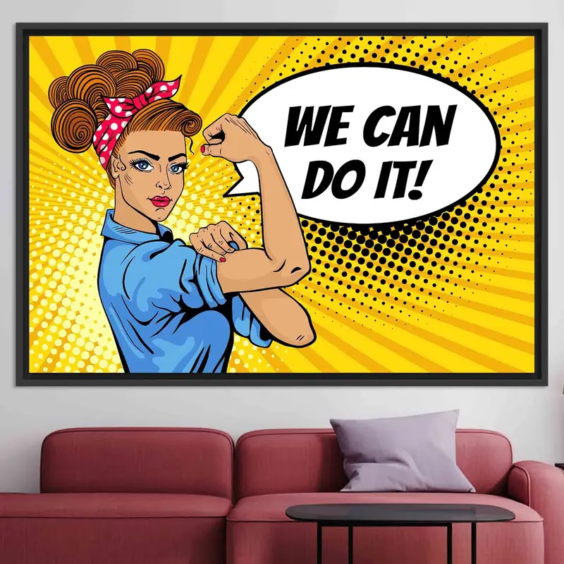 Güçlendirici Pop Art Kanvas: Güçlü Kadın, Modern Soyut Baskı