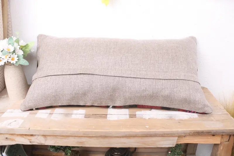 Pillow for Sofa, Handmade Kilim Cushion, Toss Cushion, Pillow Sham, Handmade Throw Cushion Cover, 12x24 Brown Cushion, Turkish Pillow - 7