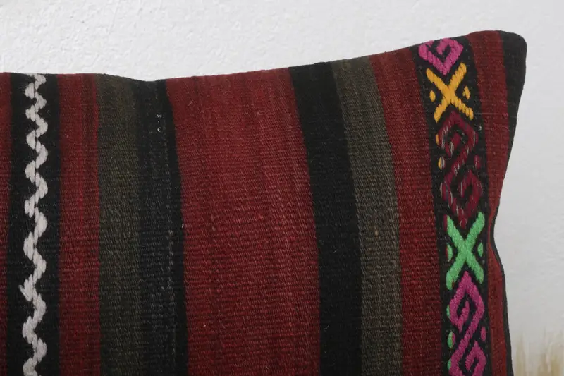 Pillow for Sofa, Handmade Kilim Cushion, Toss Cushion, Pillow Sham, Handmade Throw Cushion Cover, 12x24 Brown Cushion, Turkish Pillow - 5