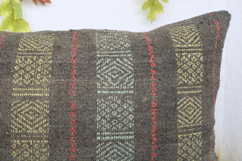 Vintage Pillow Cover, Vintage Pillow, Indoor Cushion, 16x24 Gray Pillow Case, Pillow Sham, Throw Kilim Pillow, Turkish Kilim Pillow - 5