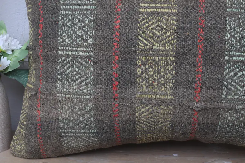 Vintage Pillow Cover, Vintage Pillow, Indoor Cushion, 16x24 Gray Pillow Case, Pillow Sham, Throw Kilim Pillow, Turkish Kilim Pillow - 3