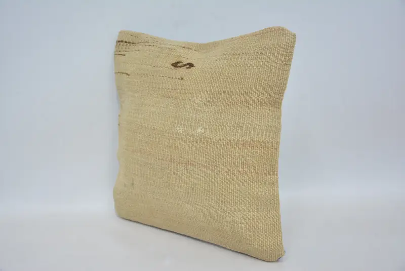 Pillow Cover, Vintage Kilim Pillow, Armchair Pillow Cover, Hippie Throw Pillow, 12x12 Beige Pillow Sham, Gift Pillow, Ethnical Kilim Rug Pillow - 4