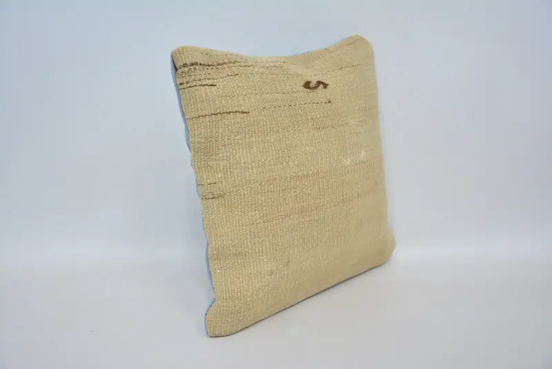 Pillow Cover, Vintage Kilim Pillow, Armchair Pillow Cover, Hippie Throw Pillow, 12x12 Beige Pillow Sham, Gift Pillow, Ethnical Kilim Rug Pillow - 3