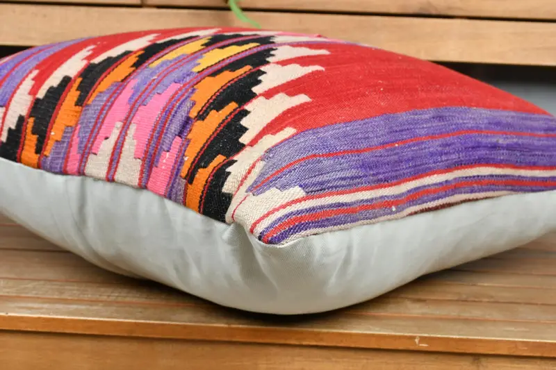 24x24 Red Pillow Sham, Crochet Pattern Cushion Case, Aesthetic Cushion, Pillow, Turkish Kilim Pillow, Turkish Pillow, Kilim Pillow - 4