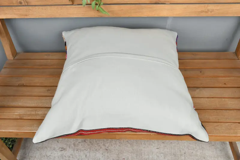 24x24 Red Pillow Sham, Crochet Pattern Cushion Case, Aesthetic Cushion, Pillow, Turkish Kilim Pillow, Turkish Pillow, Kilim Pillow - 5