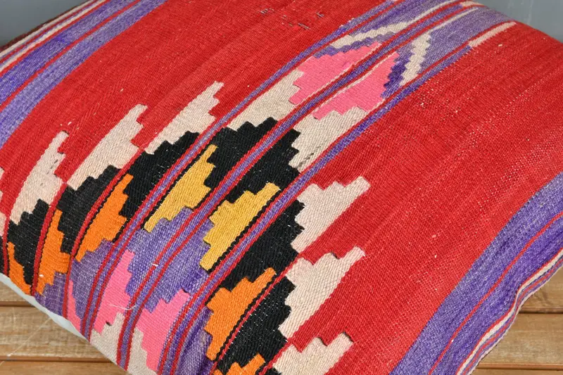 24x24 Red Pillow Sham, Crochet Pattern Cushion Case, Aesthetic Cushion, Pillow, Turkish Kilim Pillow, Turkish Pillow, Kilim Pillow - 3