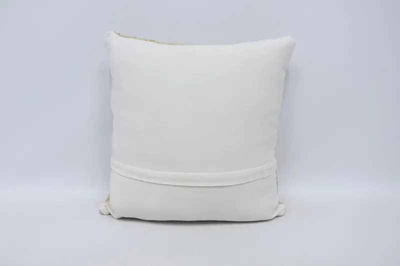 Turkish Pillow, Vintage Kilim Throw Pillow, 18x18 White Pillow Cover, Cushion Cover, Throw Kilim Pillow, Wool Kilim Pillow Pillow Case - 6