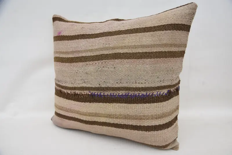 Gift Pillow, One Of A Kind Cushion Cover, 18x18 Beige Cushion, Floor Cushion Cover, Vintage Kilim Throw Pillow, Cushion Cover, Throw Kilim Pillow - 3