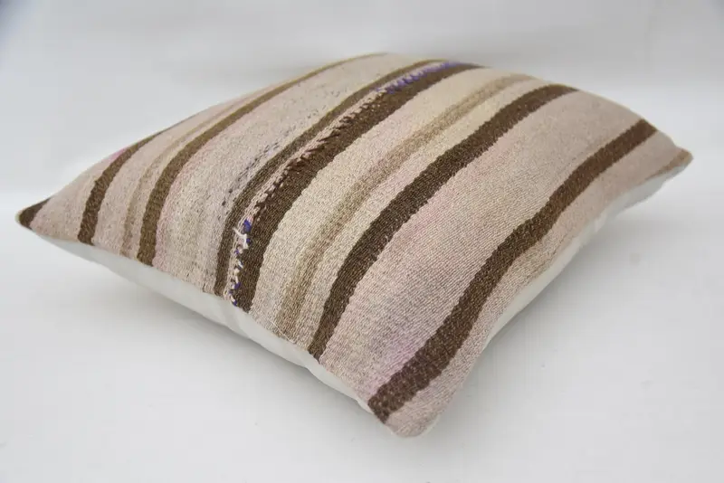 Gift Pillow, One Of A Kind Cushion Cover, 18x18 Beige Cushion, Floor Cushion Cover, Vintage Kilim Throw Pillow, Cushion Cover, Throw Kilim Pillow - 6