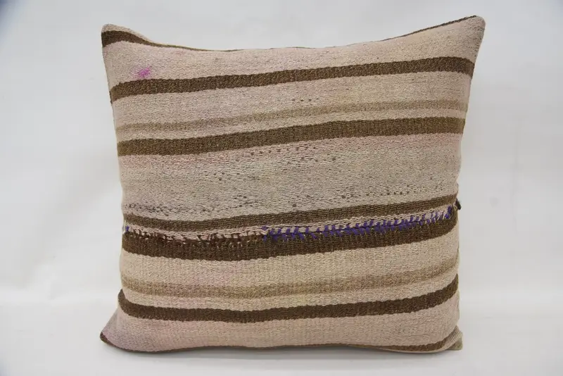 Gift Pillow, One Of A Kind Cushion Cover, 18x18 Beige Cushion, Floor Cushion Cover, Vintage Kilim Throw Pillow, Cushion Cover, Throw Kilim Pillow - 1
