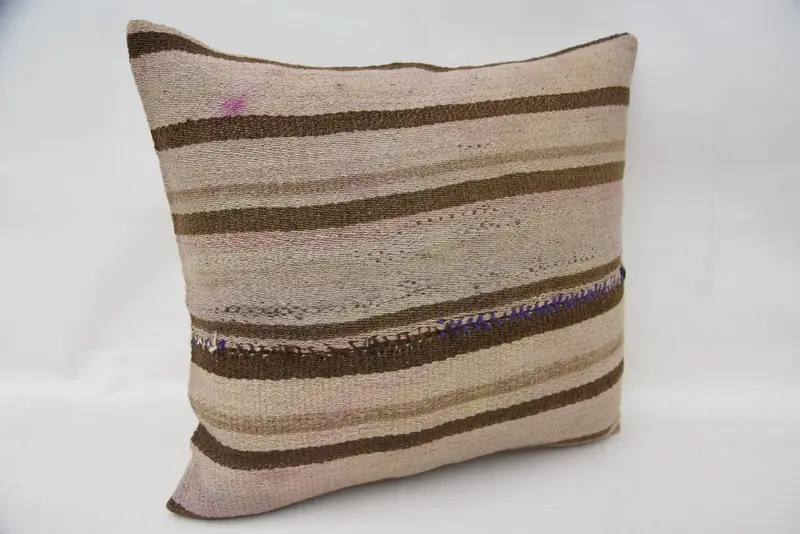 Gift Pillow, One Of A Kind Cushion Cover, 18x18 Beige Cushion, Floor Cushion Cover, Vintage Kilim Throw Pillow, Cushion Cover, Throw Kilim Pillow - 2