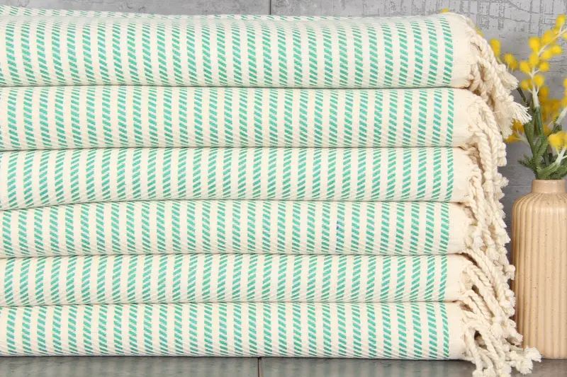 Embroidered Kitchen Towel Monogrammed Green Polka Dot, 20x40 Inches