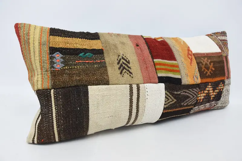 Art Deco Cushion, Pillow for Couch, 16x36 Brown Cushion Cover, Colorful Pillow, Kilim Cushion Sham, Pillow Cover, Gift Pillow, Knitted Cushion Cover - 3