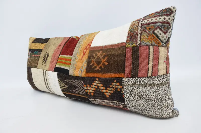 Art Deco Cushion, Pillow for Couch, 16x36 Brown Cushion Cover, Colorful Pillow, Kilim Cushion Sham, Pillow Cover, Gift Pillow, Knitted Cushion Cover - 4
