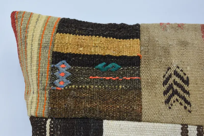 Art Deco Cushion, Pillow for Couch, 16x36 Brown Cushion Cover, Colorful Pillow, Kilim Cushion Sham, Pillow Cover, Gift Pillow, Knitted Cushion Cover - 2